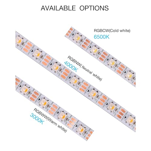 Image of DC5V SK6812 (Similar WS2812B) RGBW RGB+Warm White LED Strip Light 60leds /Pixels /m Individually Addressable 4Color in 1LED Dream Color(16.4ft(5m) 300leds, IP30) (No Adapter or Controller)