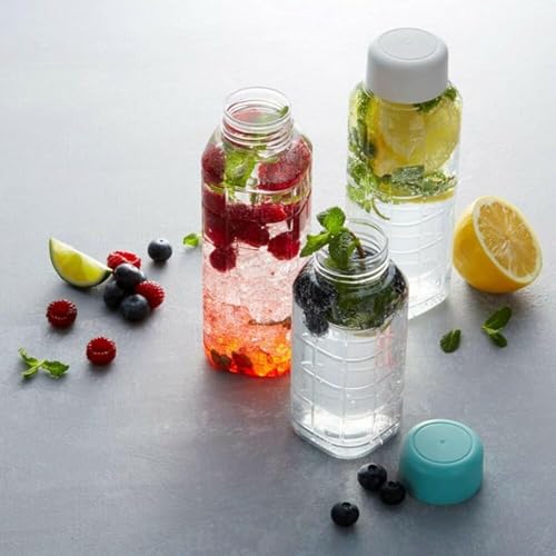Image of Rectangle Water Bottle 1000ml Pack of 2 | BPA-Free Clear PET Plastic with Multicolor Cap | Ideal for Home, Office, Gym, School & Travel