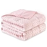 Sivio Weighted Blanket Twin 15 Pounds, Adult Weighted Blankets with Soft Minky Dots & Cozy Cooling Microfiber for Calming and Sleeping, Heavy Blanket, 48' x 72', Pink