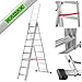 Produktbild KADAX Dreiteilige Aluminiumleiter, Klappleiter belastbar 150 kg, witterungsbeständige Stehleiter, Haushaltsleiter in drei Varianten zur Wahl, Aluminiumleiter (8 Stufen)