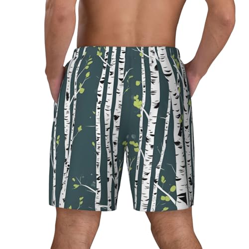 Beauty Birch Tree Mens Double Polyester Swimsuit Trunks Swim Shorts with Compression Liner and Patch Pocket.4