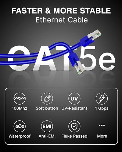 Image of FEDUS High Speed RJ45 cat5 Ethernet Patch Cable LAN Cable Internet Network Computer Cable Cord High Speed Gigabit Category 5E Wires for Modem, Router, LAN ADSL(10M)