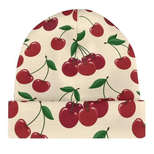 Cherry Pattern(1) Kids Beanie Hat for for Girls Boys Children Cap Winter Knitted Chemo Cancer Headwear Accessories Gifts Decoration4