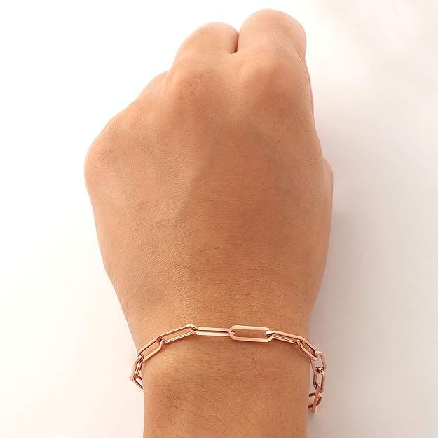 14k Rose Gold 4mm Paper Clip Link Bracelet2