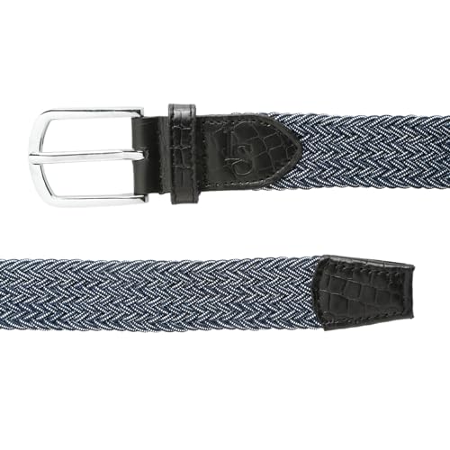 Image of LOUIS STITCH Men's Braided Elastic Stretch Belt with Leather Tipped End Stretchable Canvas Waist Band for Men Women Boys Girls Unisex (Width 3 cm) (BE-EL)