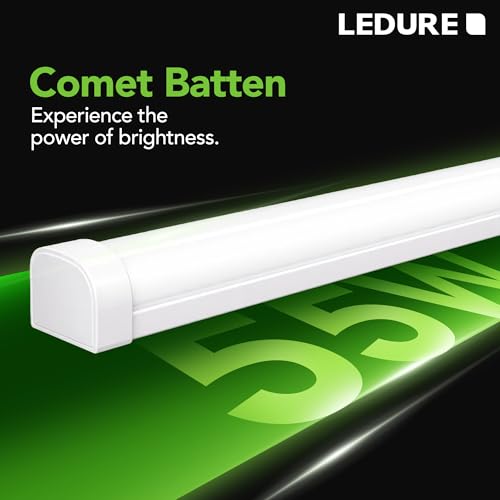 Image of LEDURE Comet 55W LED Batten 4 Feet |Pack of 2| 5500 Lumens | 55W Tubelight Equivalent | Cool Day White 6500K | Wall Ceiling Tubelight for Home, Living Room, Bedroom