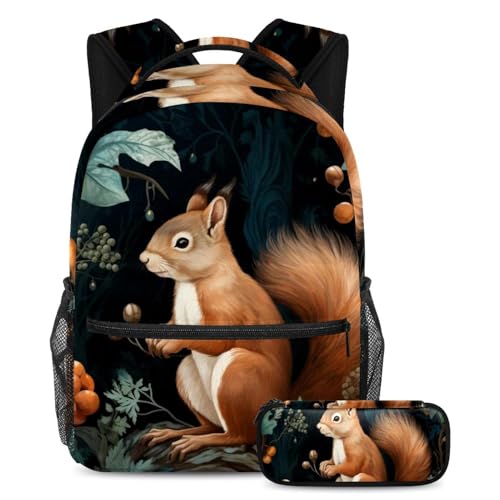 Sac à dos écureuil avec trousse combo - Grand volume et joli motif pour l'école 80