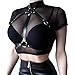 Women's Leather Bra Body Harness Rave Tops for Women Sexy Leather Bra Halter Strap Outfit Crop Tops Adjustable Buckle Punk Lingerie Costume Black