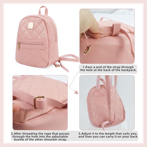 Image of Womens Tiny Backpack Purse, PU Leather Small Backpack Purse for Women and Girls, Stylish Mini Backpack Cute Small Backpack with Adjustable Strap for Dating, Shopping, Party (pink)