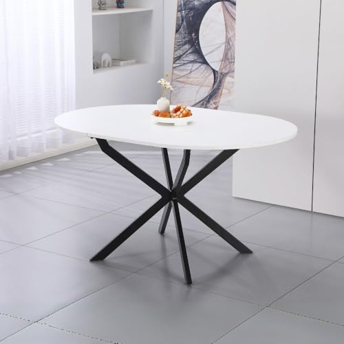 Toscohome Tavolo rotondo allungabile colore bianco con gambe nere 100x77H cm – Tikit