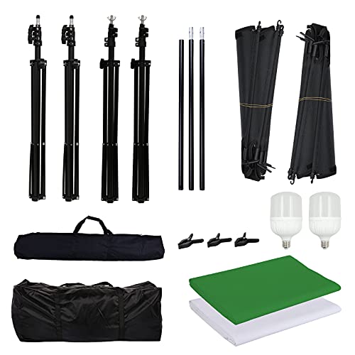 TFSKY Hintergrund Stützsystem Fotostudio Set mit Softbox, 2X Hintergrundstoff(weiß, grün), 2X LED Dauerlicht, Studioleuchte Studiosets für Fotostudio Produkt Porträt sowie Video Fotografie – Bild 8