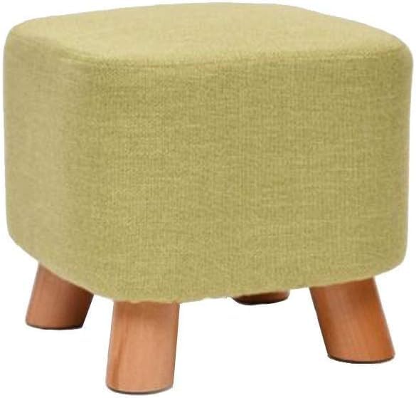 Tabouret pouf repose-pieds carré rembourré en tissu amovible et pieds bois
