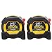 LEXIVON [2-Pack] 25Ft/7.5m DuaLock Tape Measure | 1-Inch Wide Blade with Nylon Coating, Matte Finish White & Yellow Dual Sided Rule Print | Ft/Inch/Fractions/Metric (LX-202)