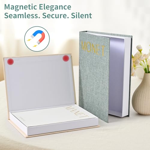 Beautiful Decorative Books - Set of 3 Linen Storage Boxes for Coffee Table, Bookshelf or Mantel Decor - Aesthetic Fake/Faux Books for Modern Home Decoration, Photo Storage and as a Keepsake Box - Image 4