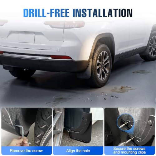 Image of Nilight Mud Flaps Splash Guards for Jeep Grand Cherokee 2022-2026 | No Drilling Precision Fit, Heavy Duty All Weather Protection, Front & Rear Set