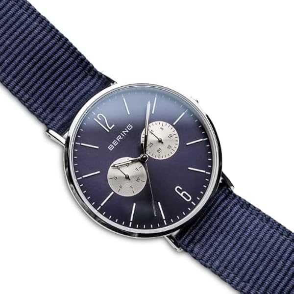 BERING Män Analogt Quarz Classic Collection armbandsur med Nylon Armband och Safirglas