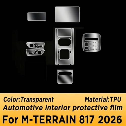 Película TPU M-Terrain 817 2026 protectora para consola central de coche RHD contra arañazos 7