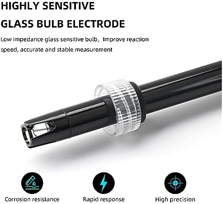 PH Meter Tester for Water - BNC Connector Electrode Probe with 100cm Sensor & Buffer Powder - Accurate Water Quality Measurement for Aquariums, Hydroponics, Pools