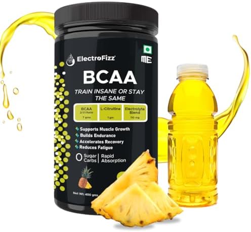 BCAA 7Gms (2:1:1 formula) with Citrulline & Electrolyte Blend for Muscle Recovery & Endurance - Pre/Post Workout & Intra Workout - 400 gms (Pineapple)