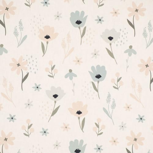 Nappe de table fleurs pastel menthe vanille 90x90cm SCHÖNER LEBEN - 3