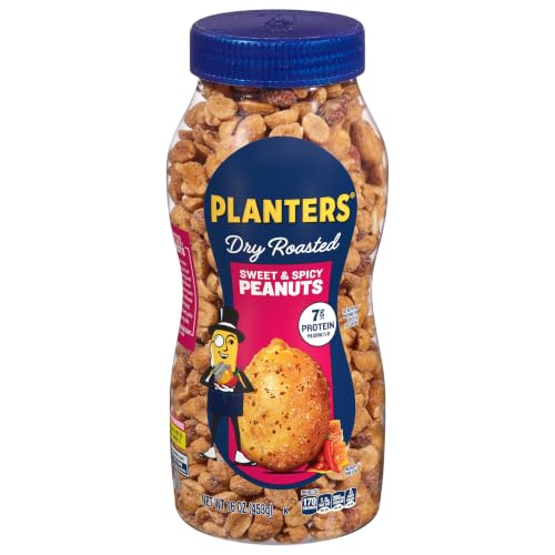 PLANTERS Sweet &amp; Spicy Peanuts, Plant Based Protein Snacks, 16 Oz (1 Ct)