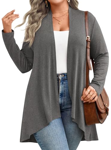 Image of Anymiss Womens Long Cardigans Spring Lightweight Jackets S-2XL Knit Kimono