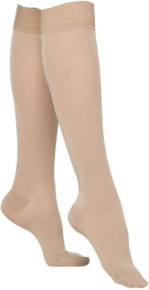 SIGVARIS Women’s Essential Opaque 860 Closed Toe Calf-High Socks w/Grip Top 20-30mmHg
