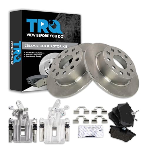 Image of TRQ Rear Brake Pad and Rotor Set Ceramic Calipers 253mm Diameter Rotors | For 2010-2013 Audi A3