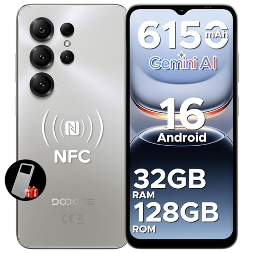 DOOGEE NOTE56X PRO Telefono Movil Octa Core Andriod 16, Batería 6150mAh, 32GB+128GB/2TB, 6.56' HD+ 90Hz Móvil,13MP+8MP,NFC/Dual SIM 4G/GPS/OTG/Huella Dactilar/Face ID/Widevine L1/3.5mm Jack Smartphone