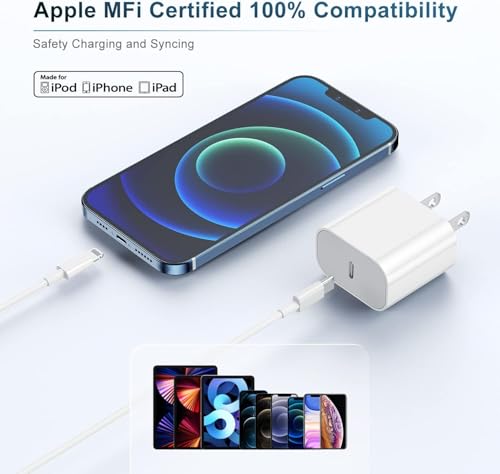 Image of USB Type C to l Cable 27W MFi Certified Fast Charging Cable Compatible for iPhane 14 /13 /12 /11 /X /XS /XR /8 /Plus, Pad Mini /Pro /Max, USB Type-C Power Delivery Cord (Free Cable Protectors)