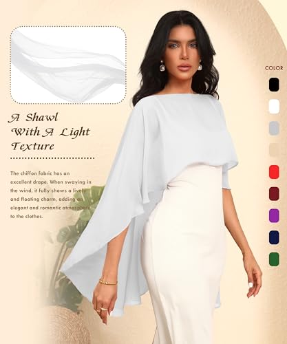 Chiffon Sheer Shawl Wraps Women's Girls Shrug for Evening Dress Wedding Cape Cover Up 1920s Shawl2