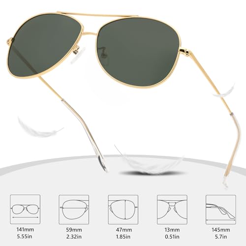 IOHLNG Aviator Sunglasses for Women Men Polarized Pilot Sunglasses Military Shades Vintage Classic Metal Sun Glasses4