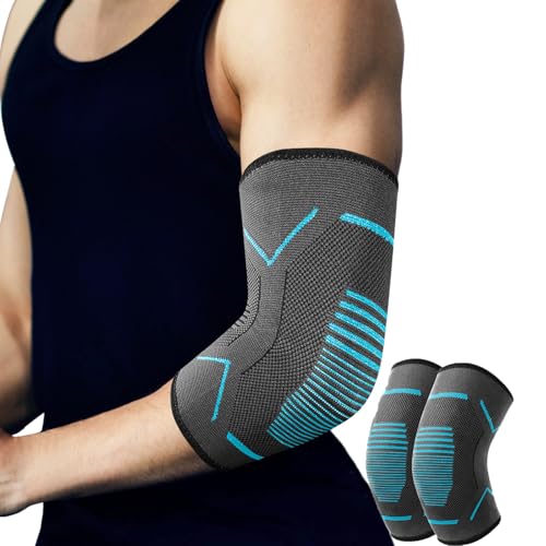 TOVIKI 2 Pack Elbow Support for Men & Women, Elbow Brace Compression Sleeves Support for Tennis, Golfers, Tendonitis, Weightlifting, Gym, Joint Pain Relief (L)