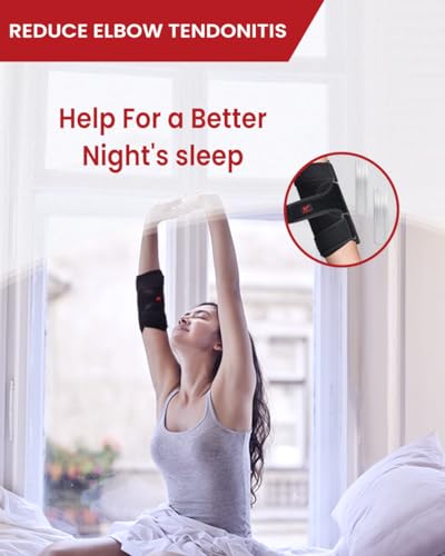 Image of Hurmoya Elbow Brace Comfortable Night Sleep, Cubital Tunnel Syndrome, Ulnar Nerve Entrapment with 2 Removable Metal Splints for Men and Women (L)