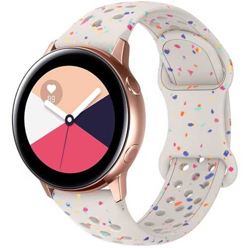 Breathable Sport Band Compatible with Samsung Galaxy Watch 6/5/4 Band 40mm 44mm, Galaxy Watch 5 Pro 45mm,Galaxy Active 2,Galaxy Watch 3,20mm Eco-Friendly Silicone Waterproof Strap for Women