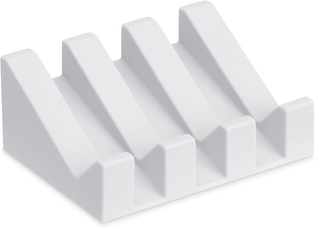 Silicone Soap Dish with Drainage - Soap Dishes for Bathroom, Shower, Kitchen, Travel Self Draining Easy Cleaning Soap Tray Holder Saver, White