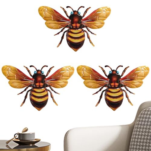 Décoration murale en métal d'abeille jaune pour jardin et terrasse