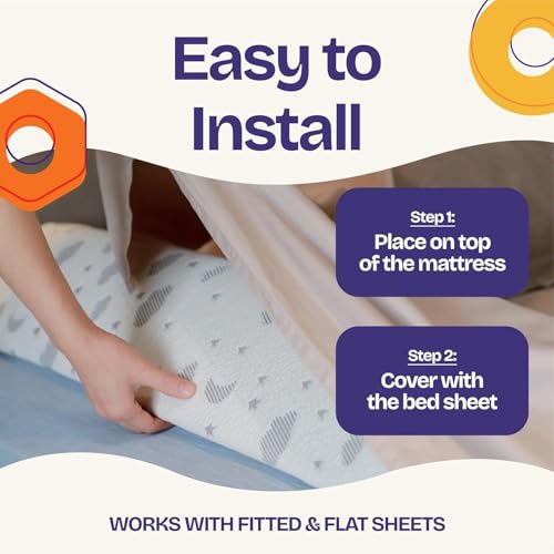Image of ComfyBumpy 2-Pack Bed Bumper for Toddlers 52 inch x 5 inch - Foam Rail Guard with Non-Slip Stability | Safer & More Secure Convex Design | Fits Twin, Full, Queen & King Mattresses
