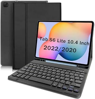 Samsung S6 Lite Tablet Case with Keyboard(UK Version),Slim Smart Leather Cover with S Pen Holder for Samsung Galaxy Tab S6 Lite 10.4 Inch 2022/2020(SM-P613/P619/P610/P615), Black