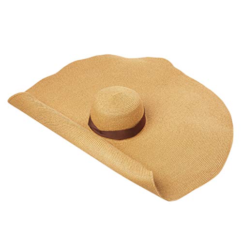 Hat, Womens Wide Brim Sun Hat with Wind Lanyard Beach Summer Sun Straw Hats for Women, Sunnywill Coffee