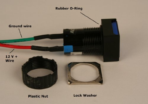 Lámpara LED piloto 17mm cuadrada 12V DC azul miniatura 6