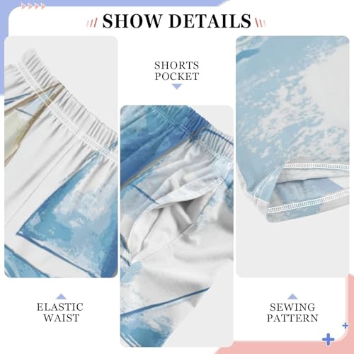 ZZXXB Sailboat Watercolor Print Boys Long Pants Soft Trousers Elastic Waist Kids Lounge Bottoms with Pockets S-XL4
