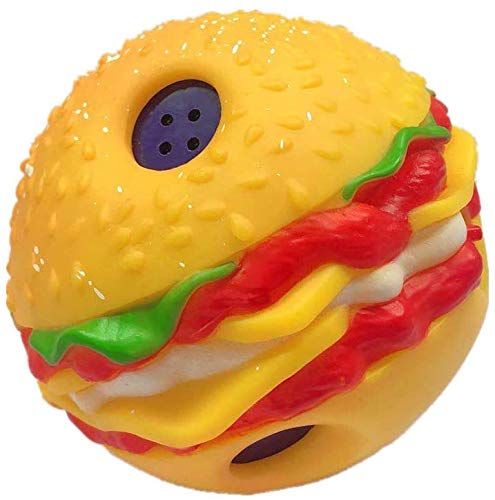 Interactive Dog Toy Giggle Ball Hamburger Shaped Funny Pets Dog Ball Toy Rolled or Shaken Toy for Medium and Large Dogs