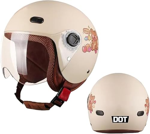 Casque de Moto pour Enfants, Demi-Casque de vélo Scooter, Petit et léger, adapté aux 2-6 Ans, Scooters de Route, vélos et cyclomoteurs C,46-52cm