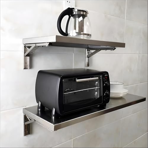Table murale pliante en acier inoxydable bureau compact 50x35cm - 2