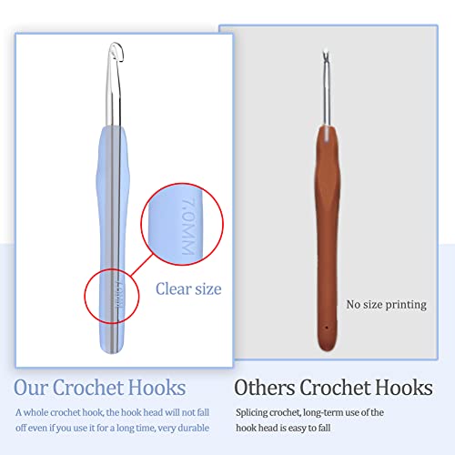 image for QMNNMA 7 mm Crochet Hook, Ergonomic Handle for Arthritic Hands, Extra 
