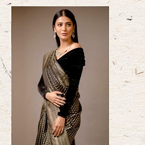 Image of Flosive Women's Present Banarasi Soft Lichi Silk Saree Beautiful Jacquard Rich Pallu Design Work Zari Woven Kanjivaram Silk Style Saree Jalar With Soft Lichi Silk Blouse Piece
