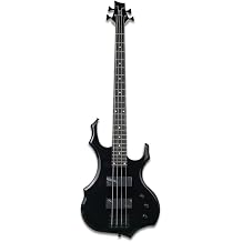Fojill Full Size Cool Shape Electric Bass Guitar Four 4 String Right Handed with Gig Bag Strap Cable(FCB-50BK)