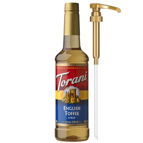Torani Coffee Syrup, English Toffee Flavored Syrup for Drinks, Pump Included, 25.4 Fl Oz
