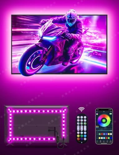 Image of MATICOD LED Lights for TV, 13.1ft TV Lights for 45-60in, Music Sync Color Changing Tv Backlight with Bluetooth Smart App Remote Control, USB Powered RGB 5050 RGB Strip Light for Xmas Decor